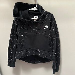 Nike Girls - Size XS / CROPPED HOODIE Black with light pink and white